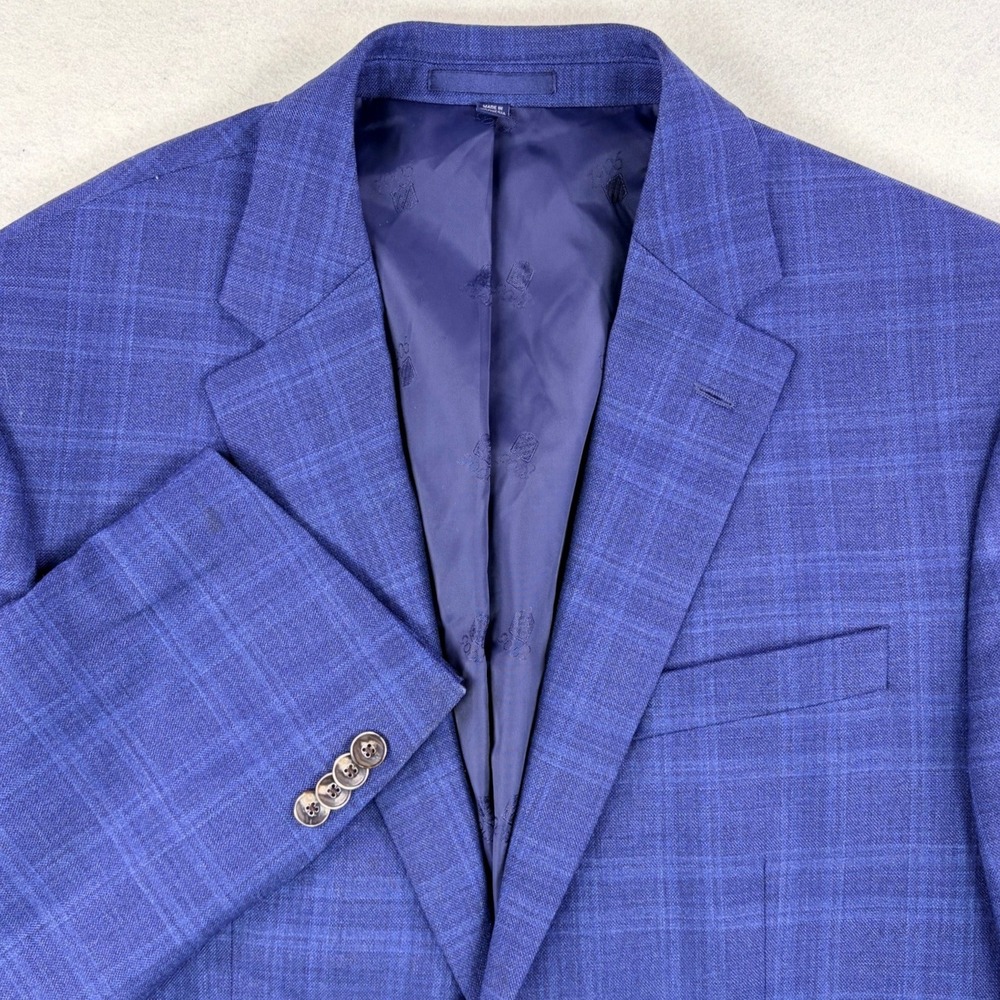 Jos A Bank Brr Comfort Mens 41R Blue Glen Plaid Wool Blend Sport Coat Modern Fit